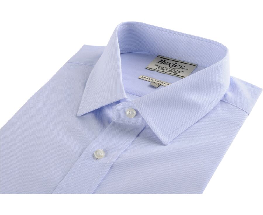 Chemise à fines rayures bleues - Col français - ANTOINE