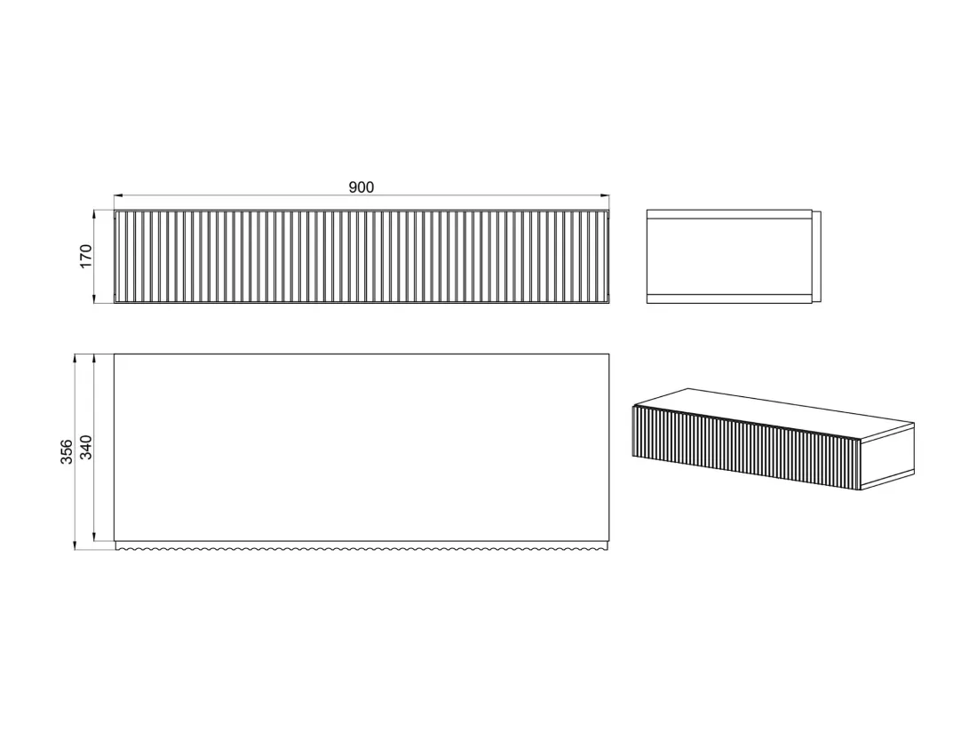 Console - 90 cm - avec tiroirs - suspendu - aspect chêne - NOLIE
