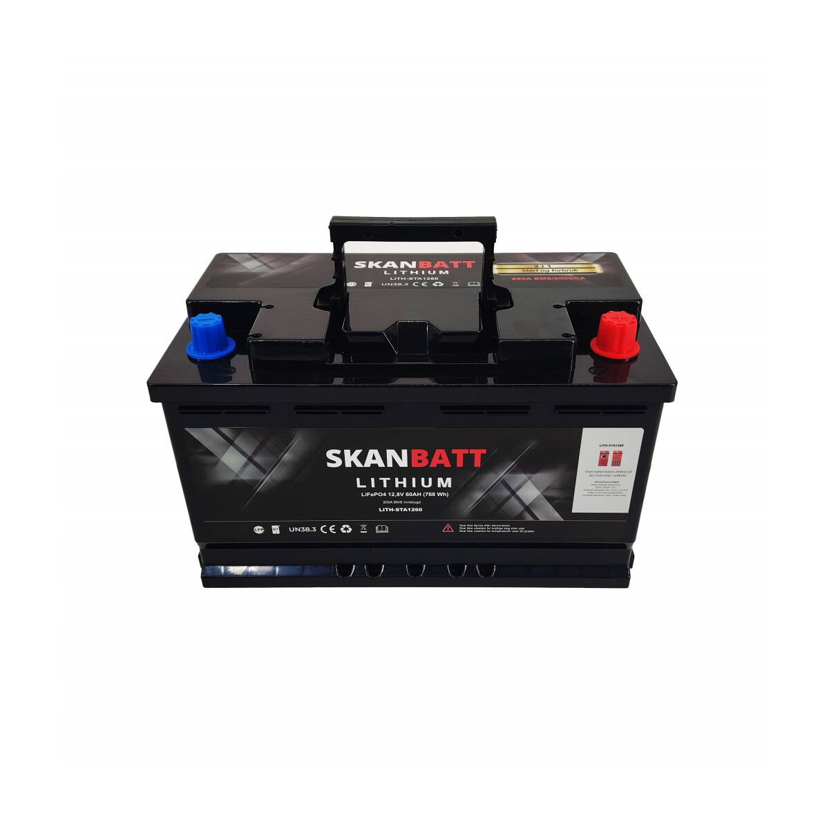 SKANBATT Lithium Start- og forbruksbatteri 12V 60Ah 900CA - Bluetooth