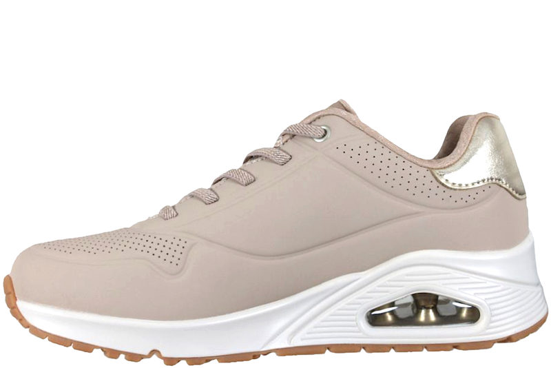 SKECHERS UNO SHIMMER AWAY NUDE SNEAKER
