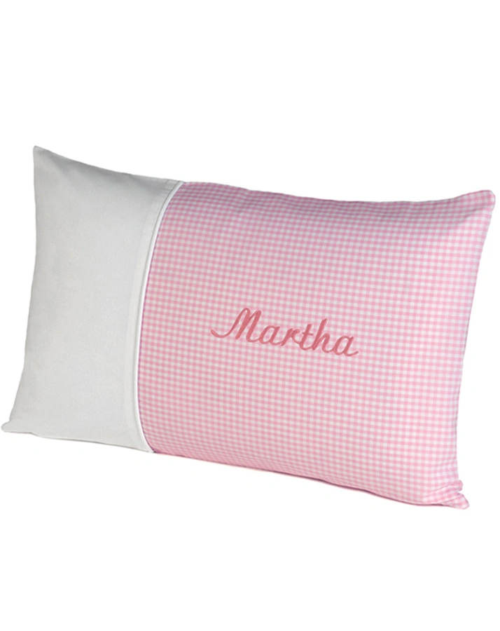 Personalisiertes Längskissen NOSTALGIE rosa (Farbe: dunkelblau)