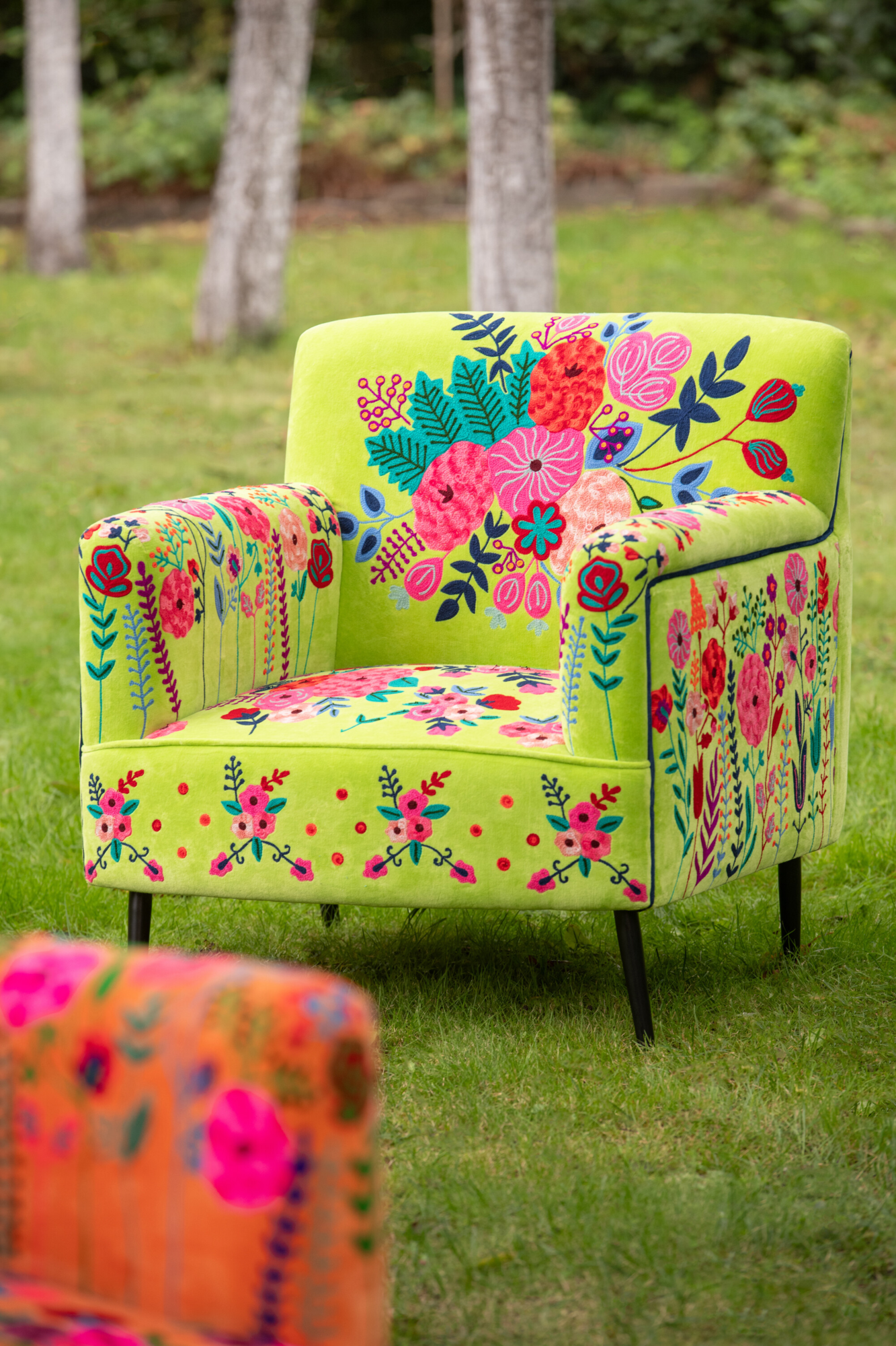 Fauteuil Bloemen Mangohout Groen