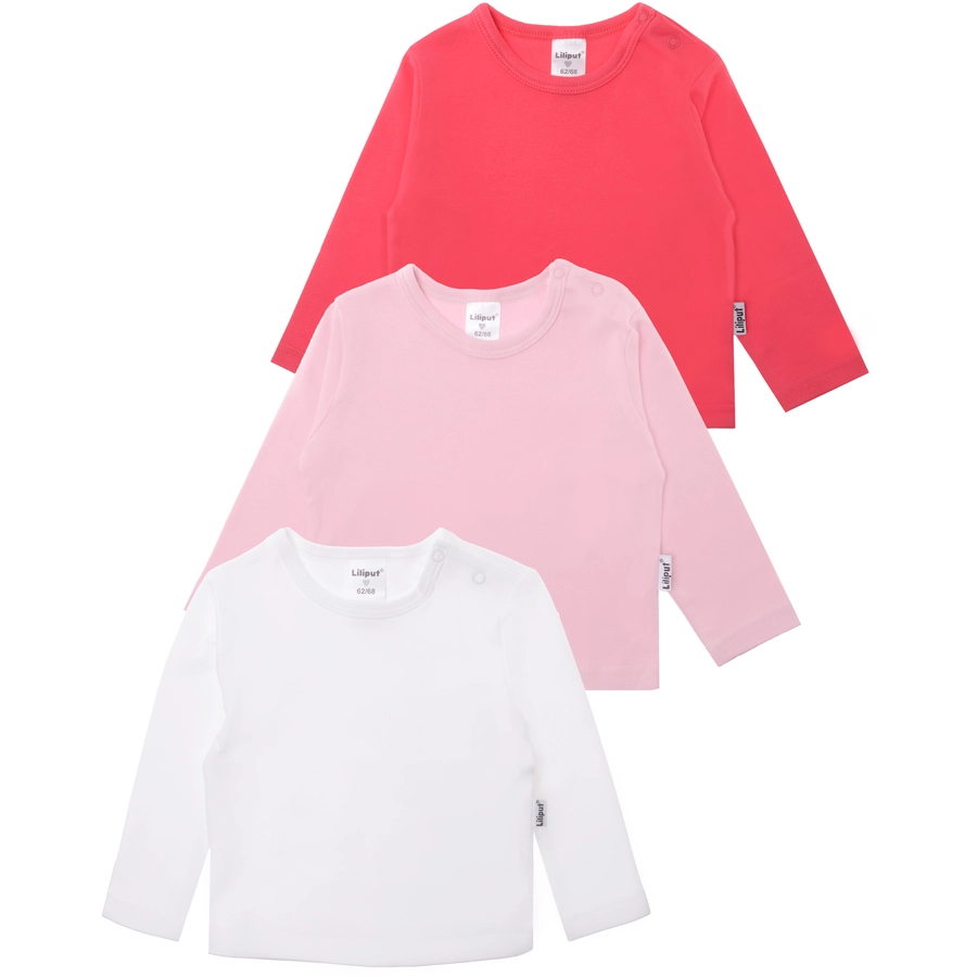 Liliput Langarmshirt im 3er-Pack weiss rosa himbeer