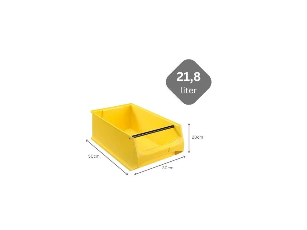 PROREGAL Super Saver Set 4x Gele Opbergdoos 5.1 met Handvat HxBxD 20 x 30 x 50 cm 21,8 Liter Opbergcontainer