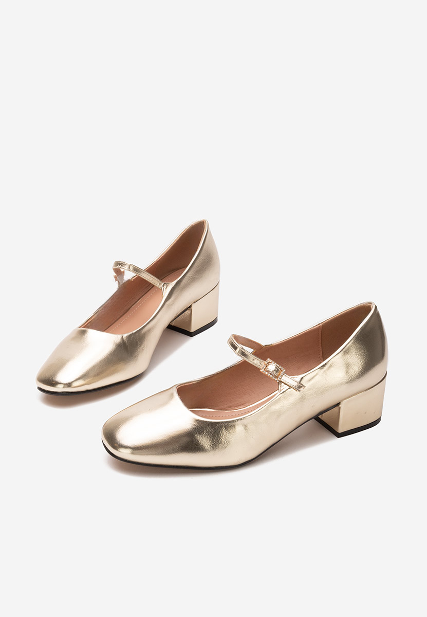 Chaussures à talon épais dorées Nakita