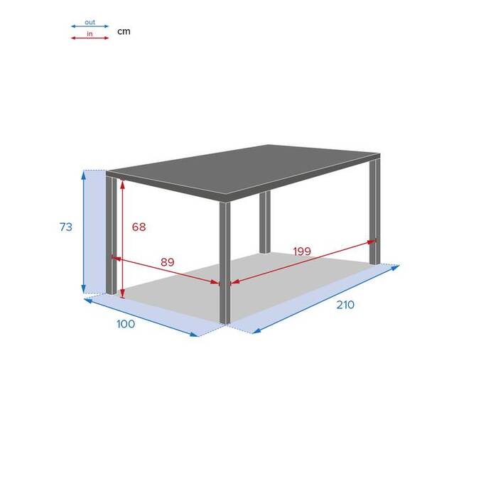 Table de jardin rectangulaire PIAZZA Graphite