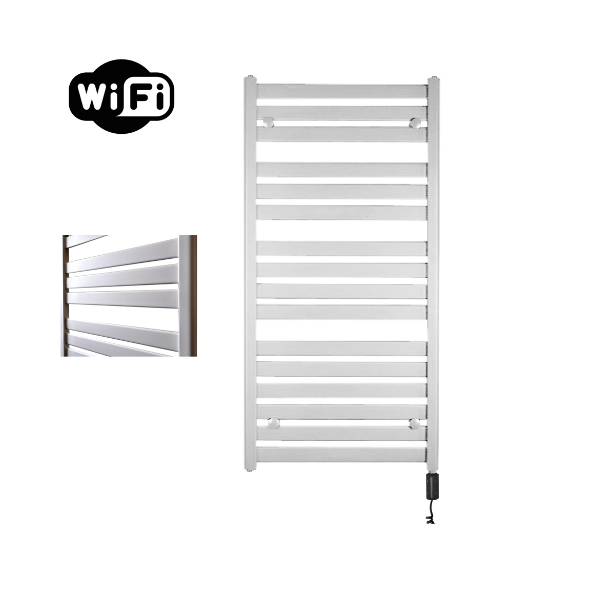 Sanicare Moda elektrische radiator 60x120cm wit mat met WiFi en thermostaat rechts zwart