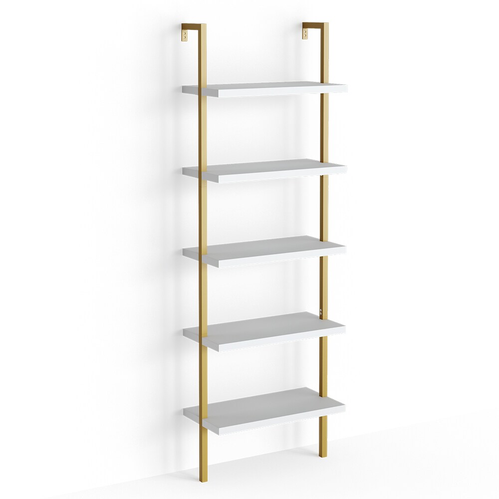 Vicco Loft Bücherregal Ava Standregal Wandregal 5 Ablagen Leiterregal Gold