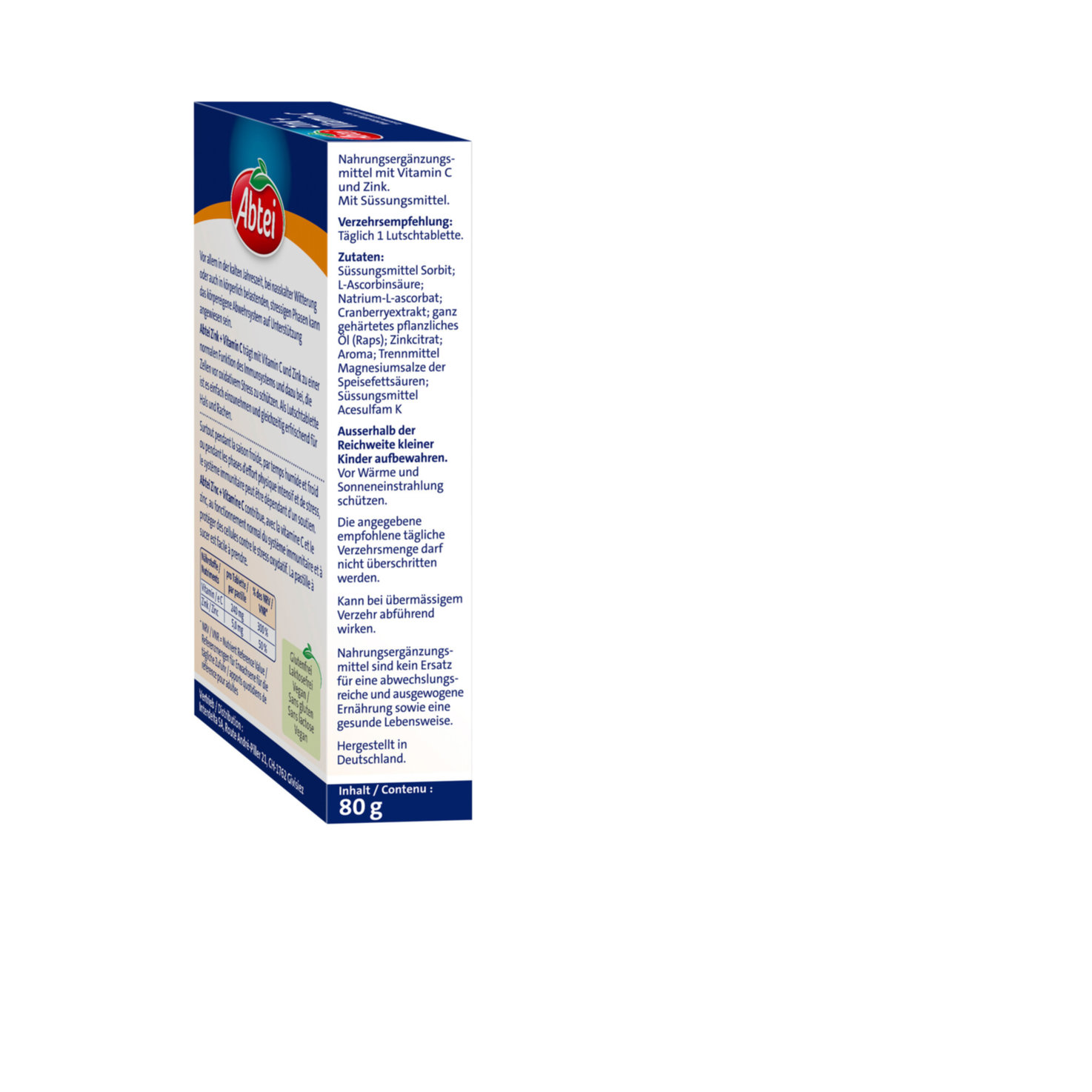 Abtei Zink + Vitamin C 40 Lutschtabletten