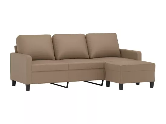 Canapé à 3 places avec repose-pieds Cappuccino 180cm Similicuir
