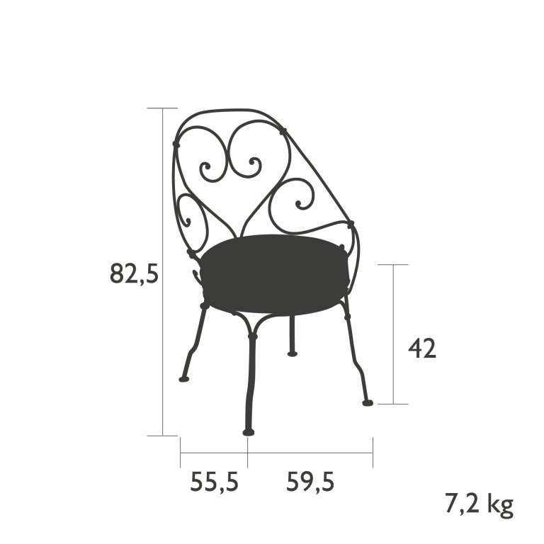 Fermob 1900 fauteuil met off-white zitkussen Nutmeg