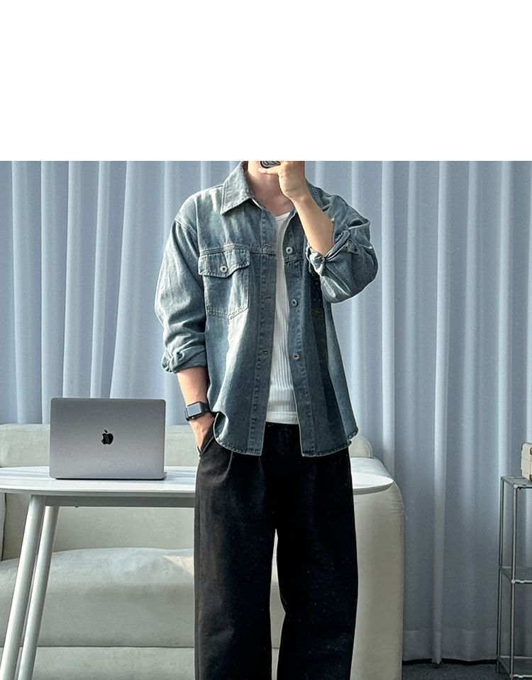 MRCYC - Gewassen denim overhemdjasje met knoopjes