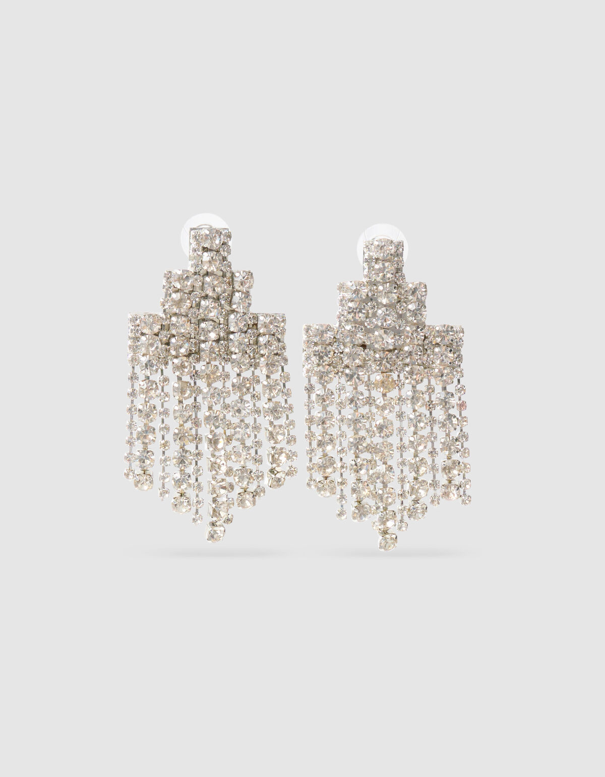 Big Strass Oorbellen Zilver