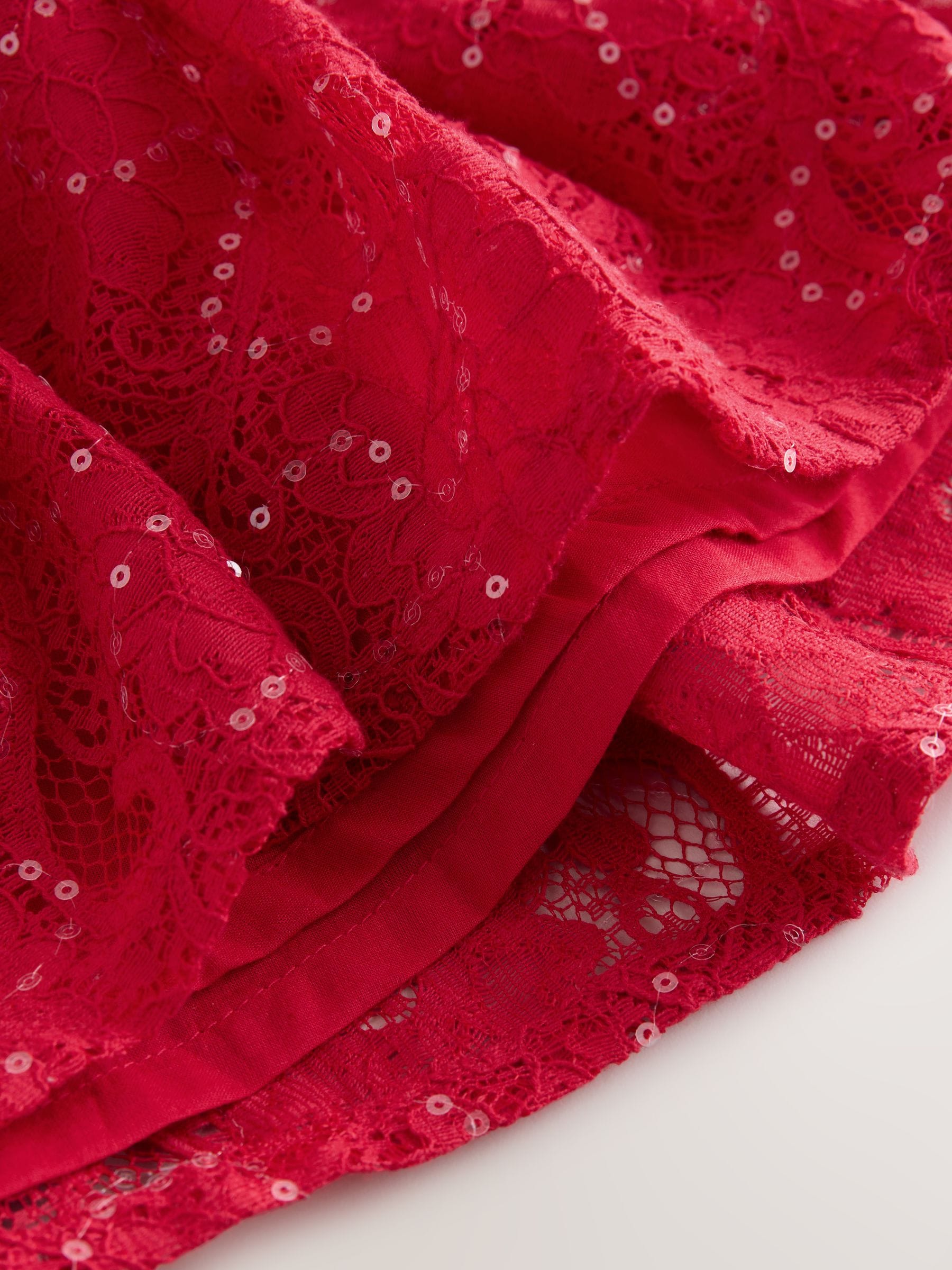 Rood - Baker by Ted Baker Red Sequin Lace Angel Sleeve Dress