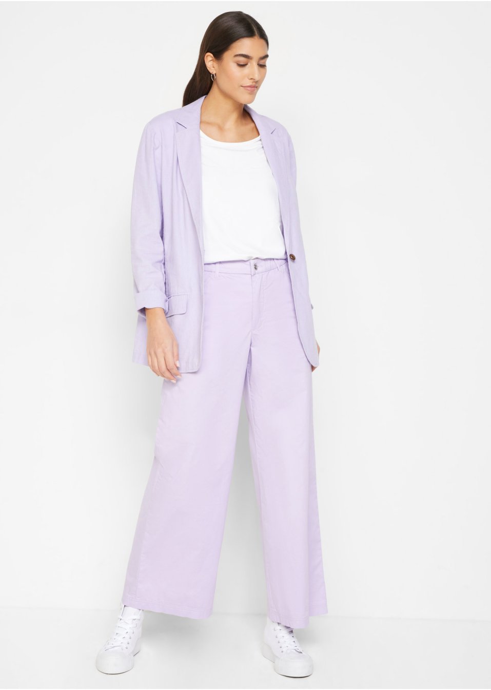 Pantalon twill avec jambes larges et taille confortable