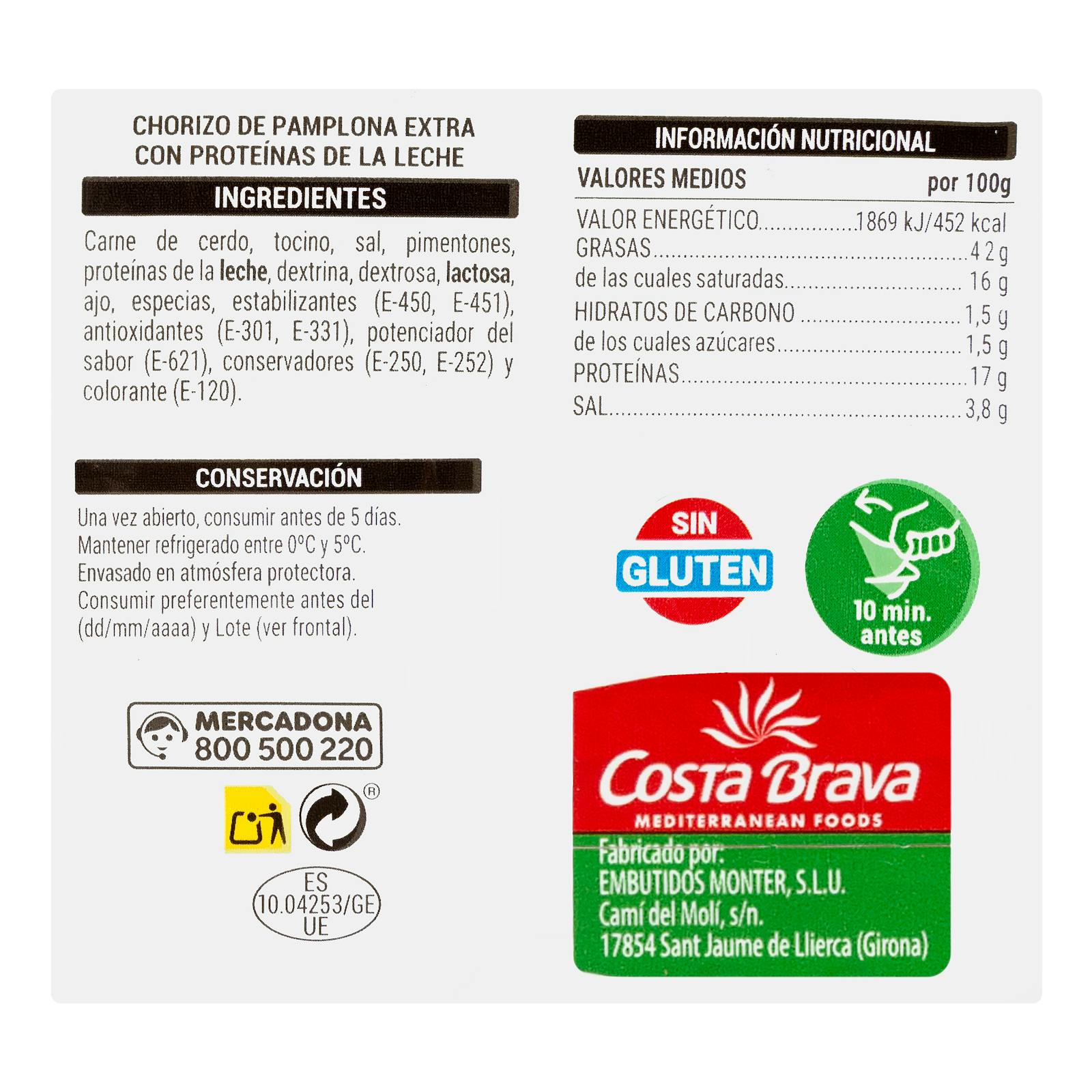 Tranches de chorizo de Pampelune extra Hacendado