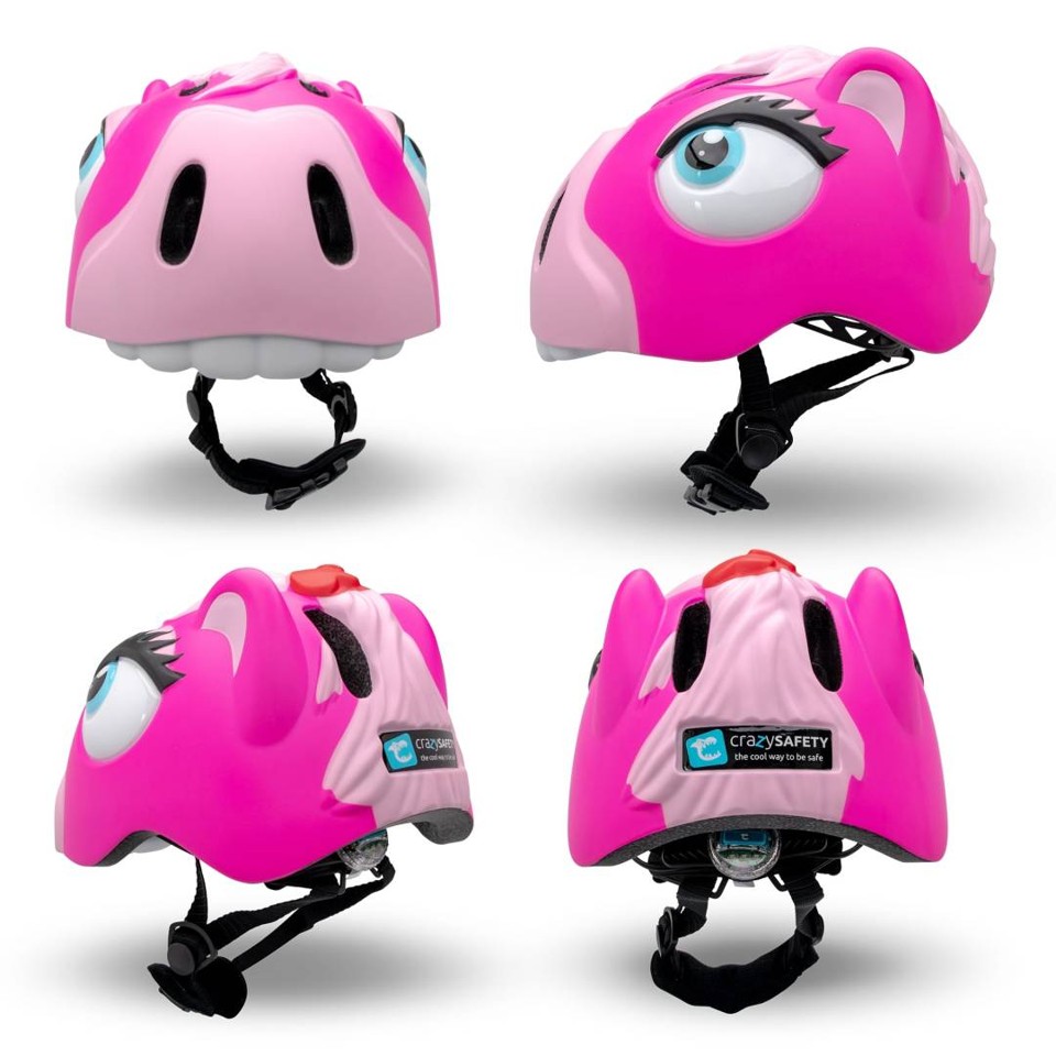 Crazy Safety - Cykelhjelm til børn - Pink hest (49-55 cm)