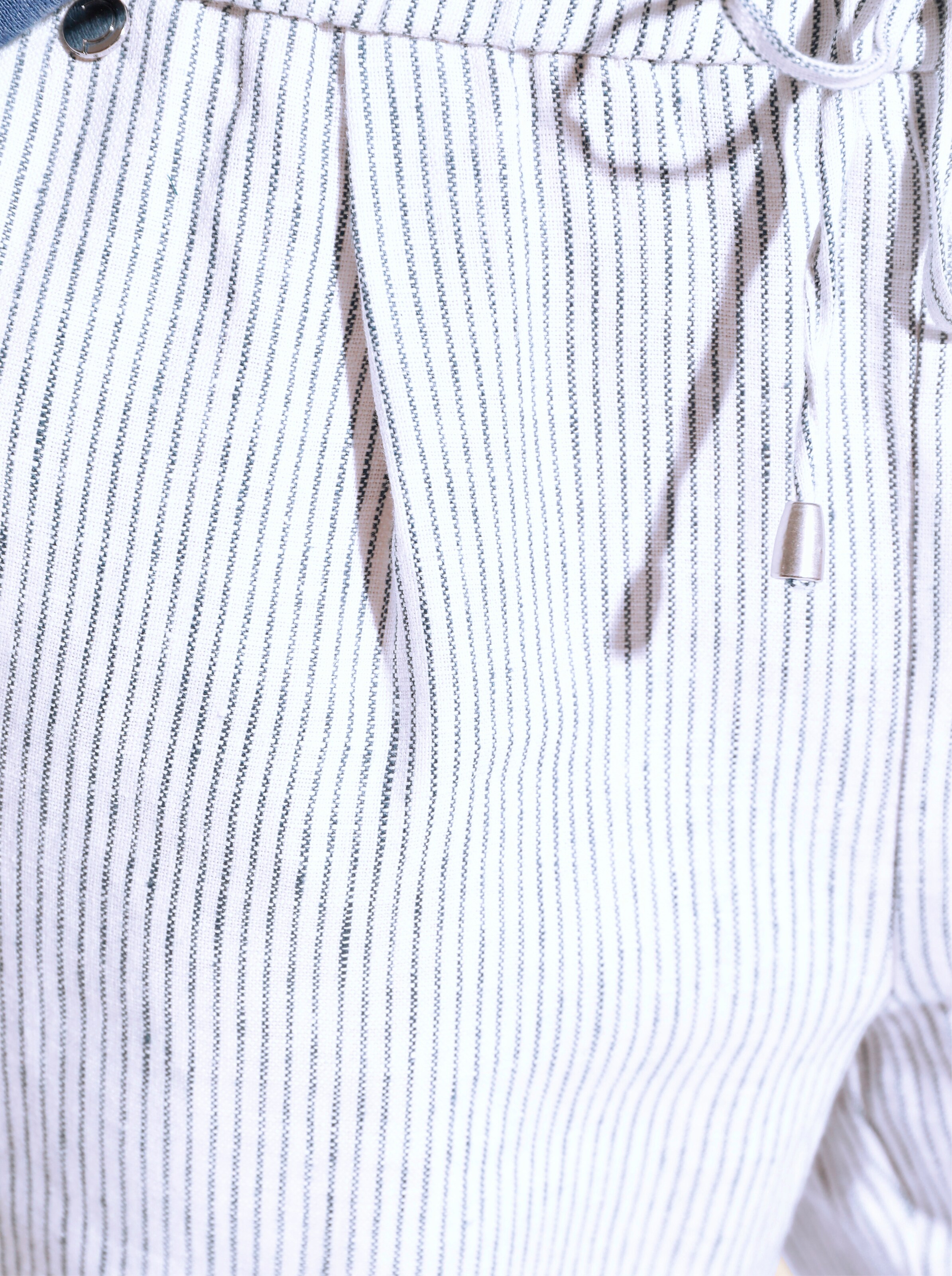 CREATION L PREMIUM Leinen-Hose in weiß-jeansblau-gestreift