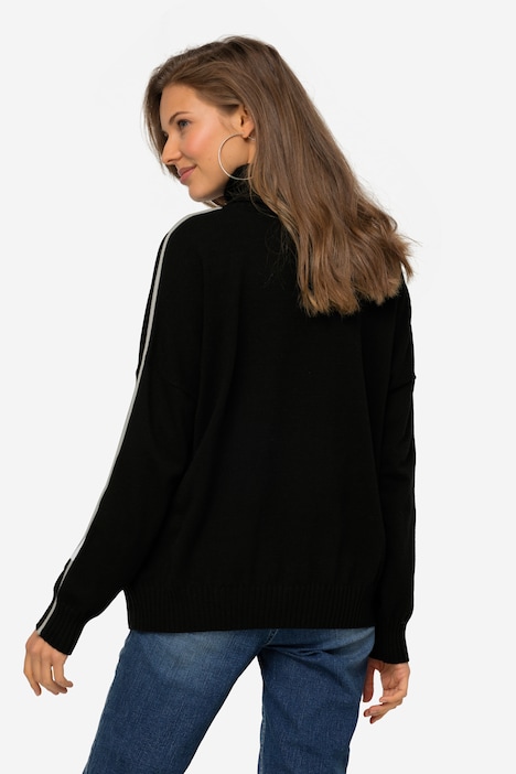 Pullover, Stehkragen, Langarm, Schmuckstreifen