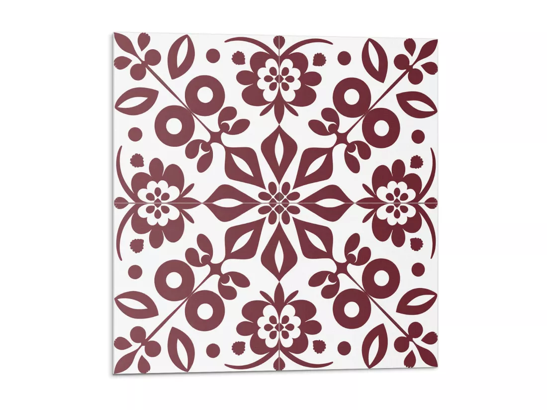 Carreaux autocollants PVC, Carrelage PVC adhésif - 20x20x20 - Motif floral avec des feuilles