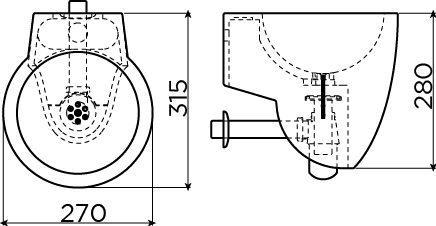 Clou Flush 6 fontein solid surface 27cm wit mat