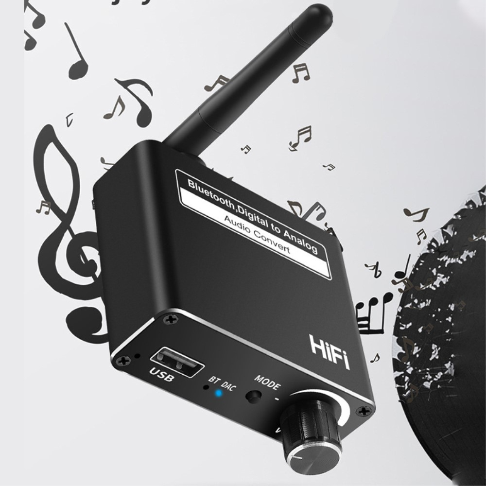 Bluetooth 5.0 Audio Receiver Empfänger mit Optischem SPDIF Toslink / Coaxial Anschluss / USB Wiedergabe und 3.5mm Klinke Output - Schwarz