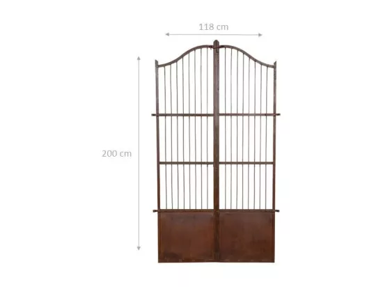 BISCOTTINI Portail - Fer Forgé Finition Antique - Clôture en Fer - Portail en Métal - Porte Décorative - Portail d'Entrée - 118x6x200cm - Une Pièce