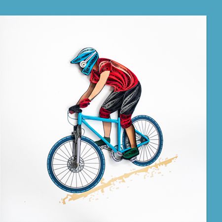 PAPER QUILLING KARTE MOUNTAINBIKE  blau