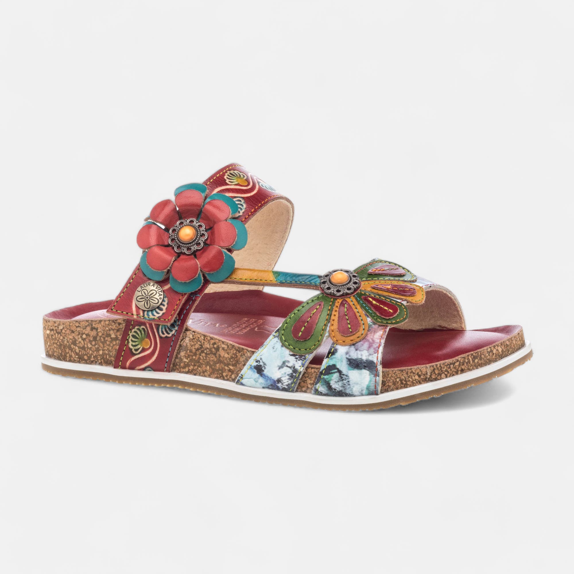 Mules Femme en cuir rouge