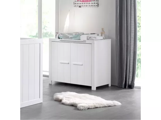 GASTON - Commode 2 Portes Laqué Blanc
