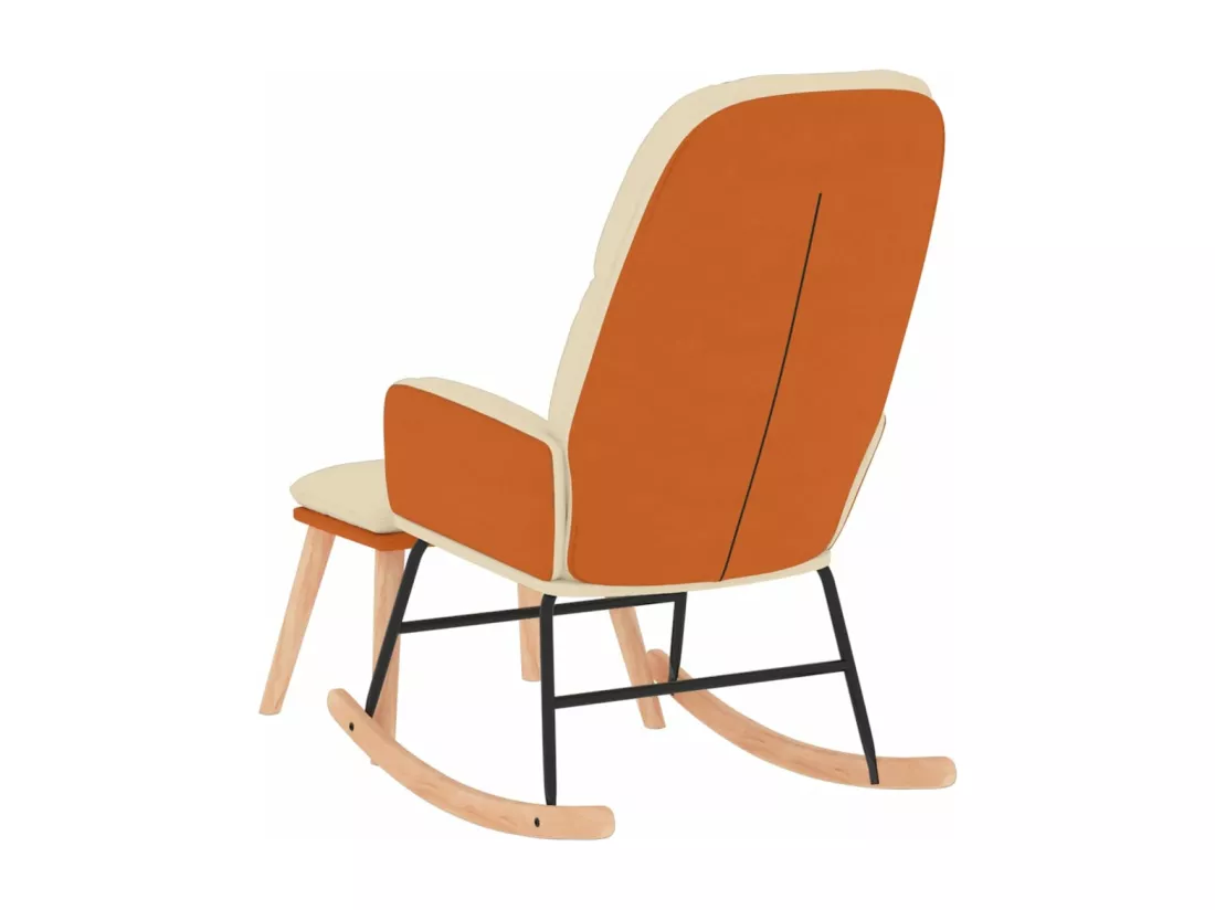 Chaise à bascule avec tabouret Blanc crème Tissu