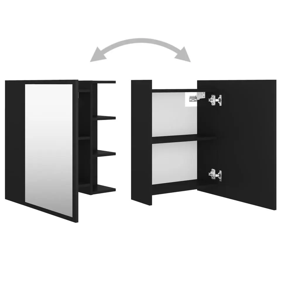 vidaXL - Spiegelkast - Zwart - Bewerkt hout