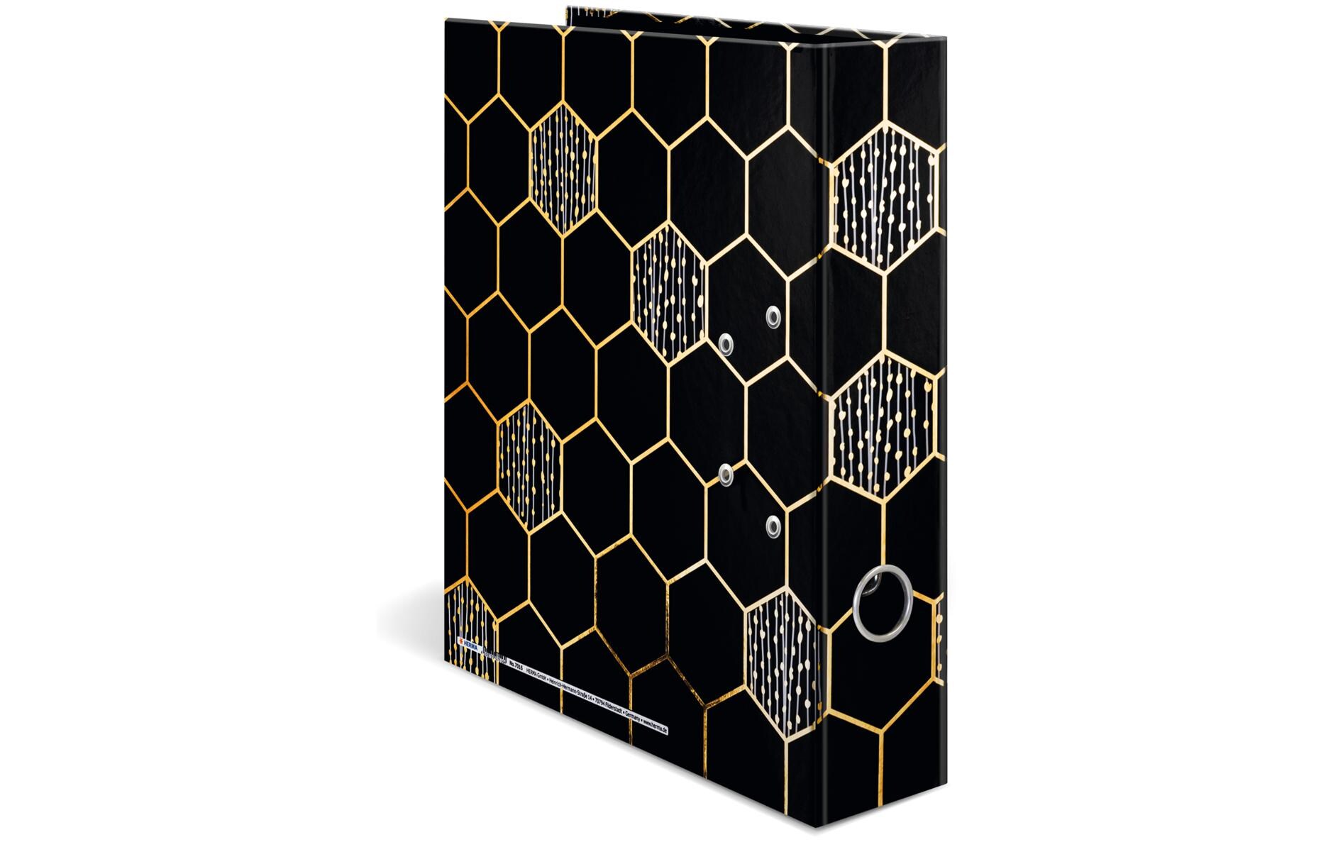 Ordner Hexagon A4 7 cm, GelbMotivordner im A4 Format mit Hebelmechanik und Griffloch