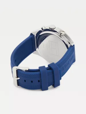 Relógio multifuncional com pulseira de silicone azul