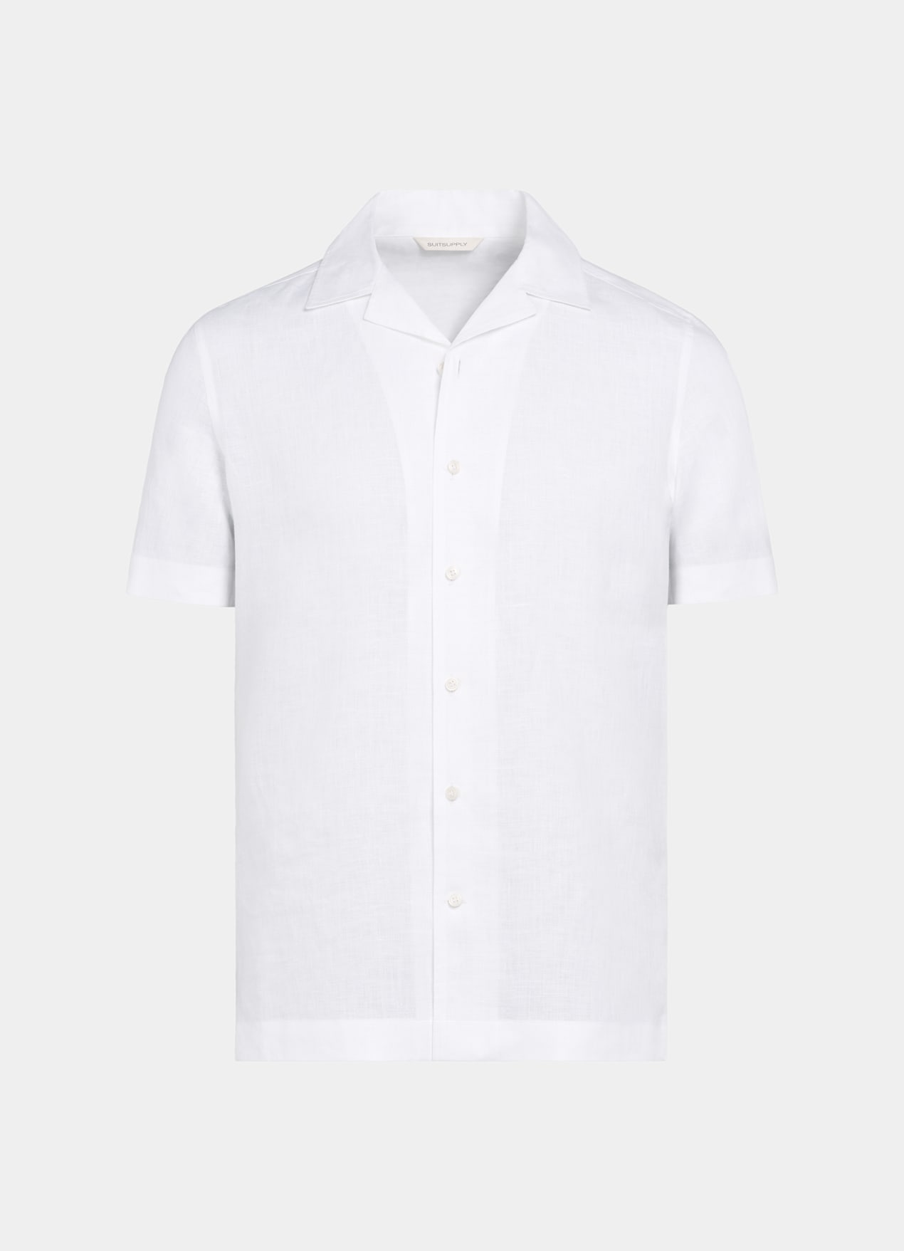 Chemise coupe ajustée à col cubain blanche