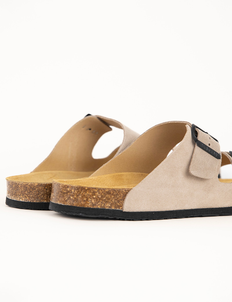 PLAKTON MULES HOMME DOUBLE BRIDE TAUPE