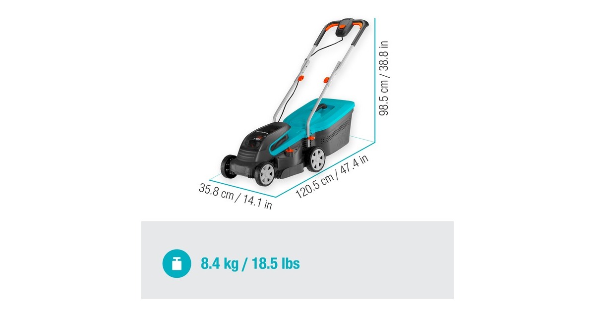 GARDENAAccu maaier PowerMax 32/36V P4A solo grasmaaier  (Zwart/turquoise, 14621-55, Accu niet inbegrepen)
