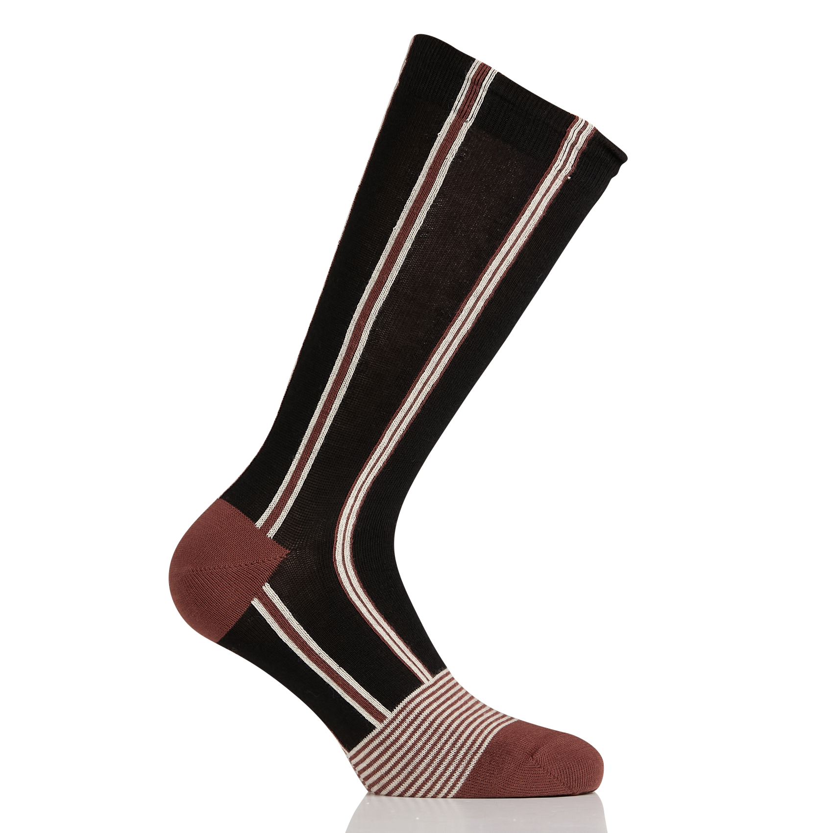 Chaussettes hautes en coton mélangé à rayures | Noir
