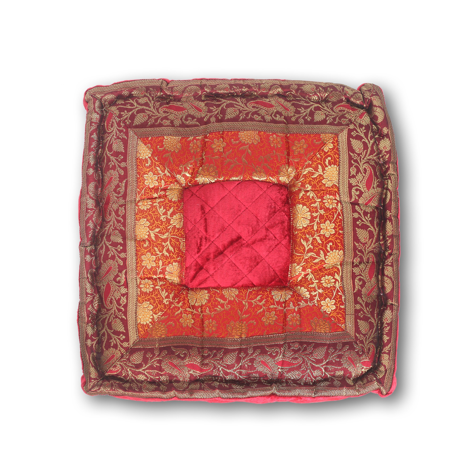 Sitzkissen, rot/orange/gold, L 40 cm, B 40 cm, H 10 cm von fischer's lagerhaus