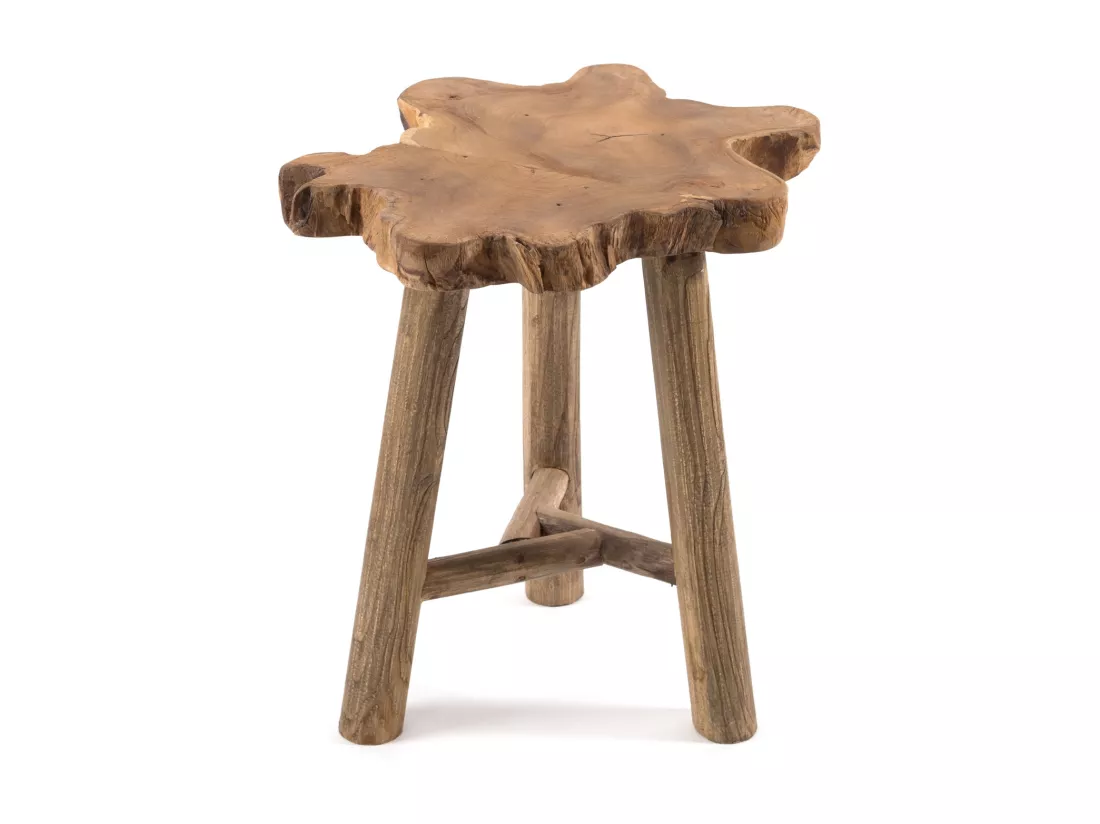 TABLE D'APPOINT Arbre 50 Bois massif d'acajou, rond couleurs naturelles