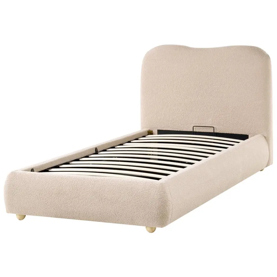 BLAGNAC - Bed met opbergruimte - Beige - 90 x 200 cm - Bouclé
