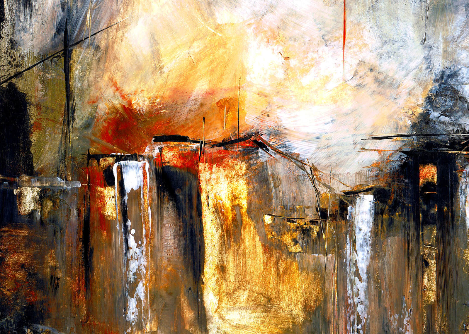 Leinwandbild AQUARELL-KUNST - braun-bunt - 70x50 cm