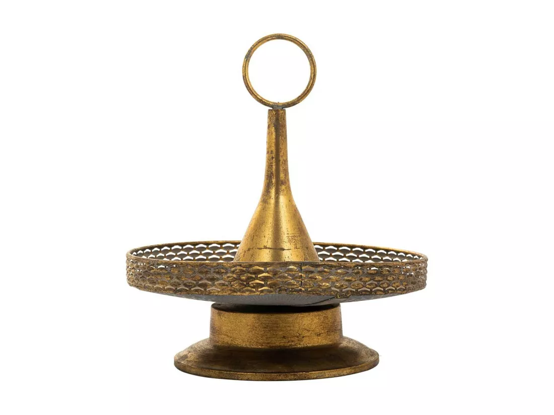 Centre de table en métal doré 39.5x39.5x43.5h