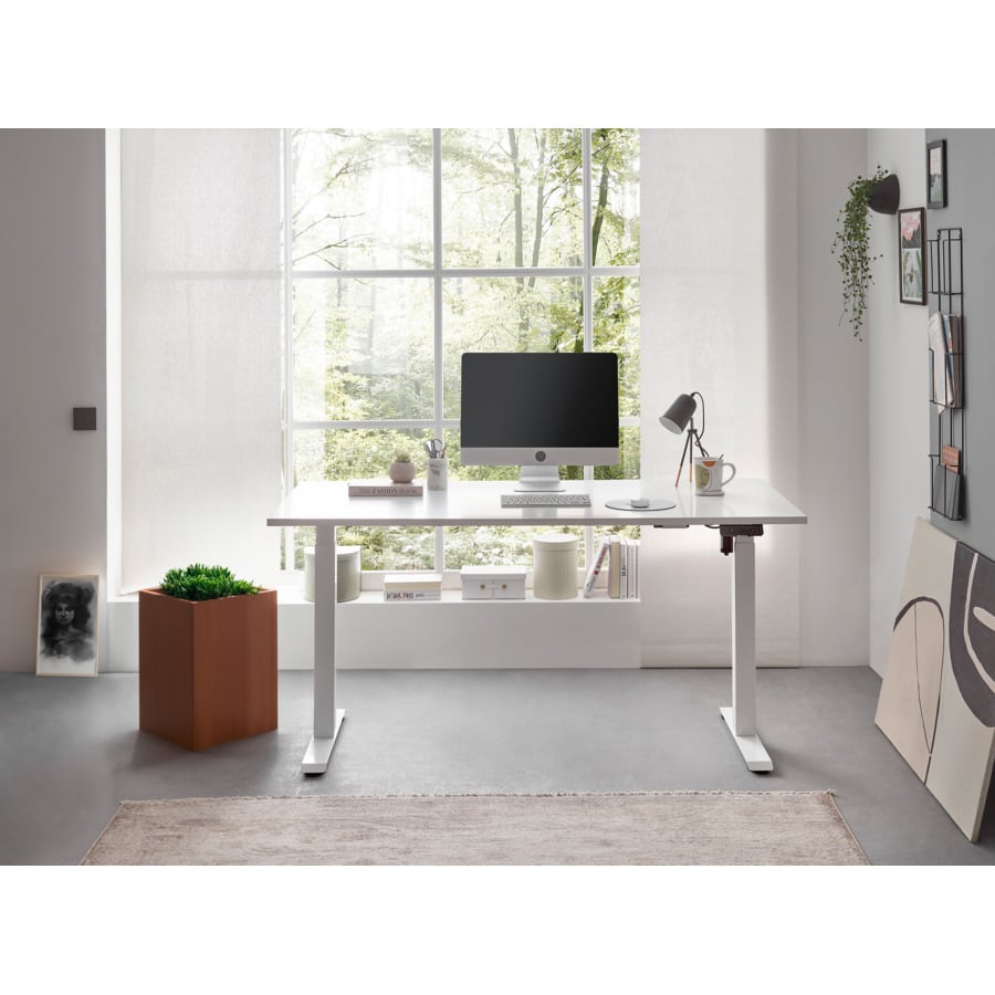 Bürotisch Flex Dekor lichtgrau 180/177 x 62-127 x 77/67 cm