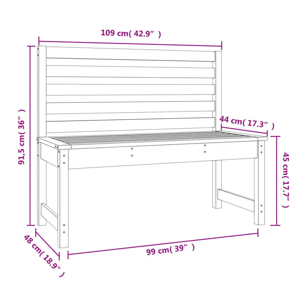 vidaXL - Tuinbank - Zwart - Grenenhout - 109 cm