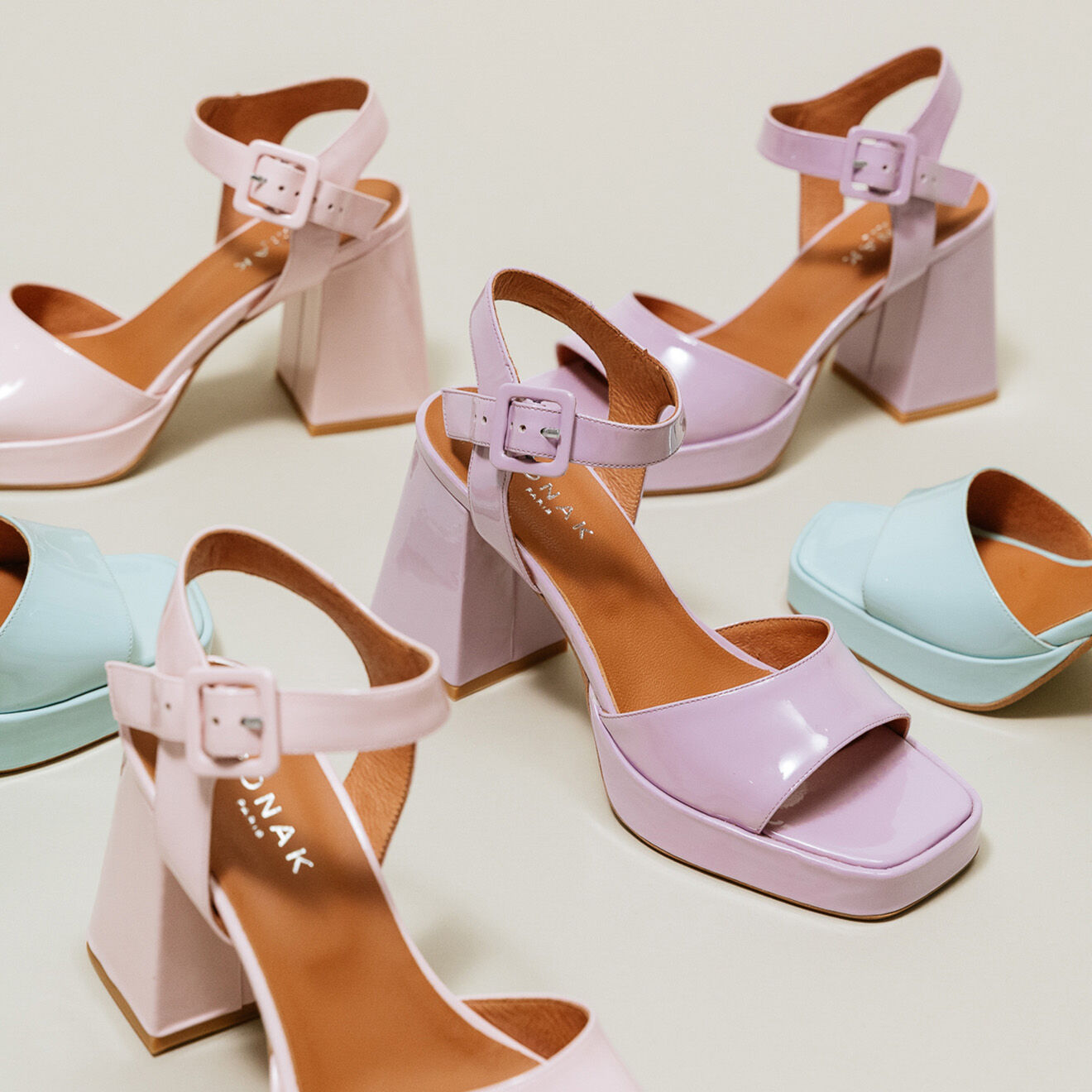 Jonak Sandales en Cuir verni Divina rose clair - Talon 9 cm