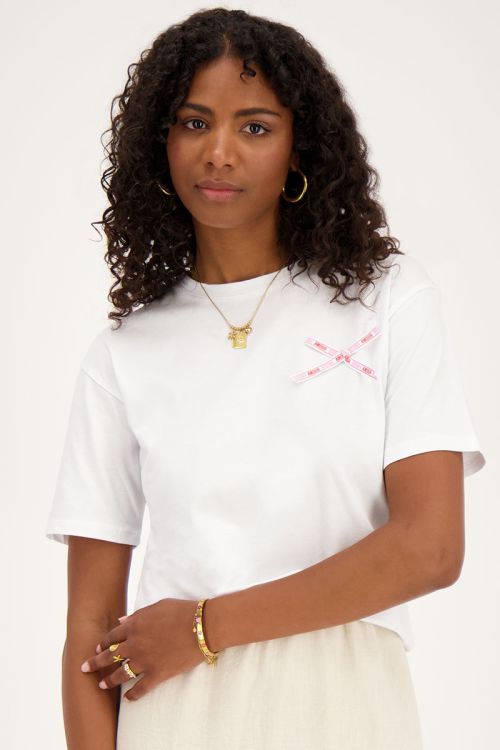 Wit T-shirt met roze 
