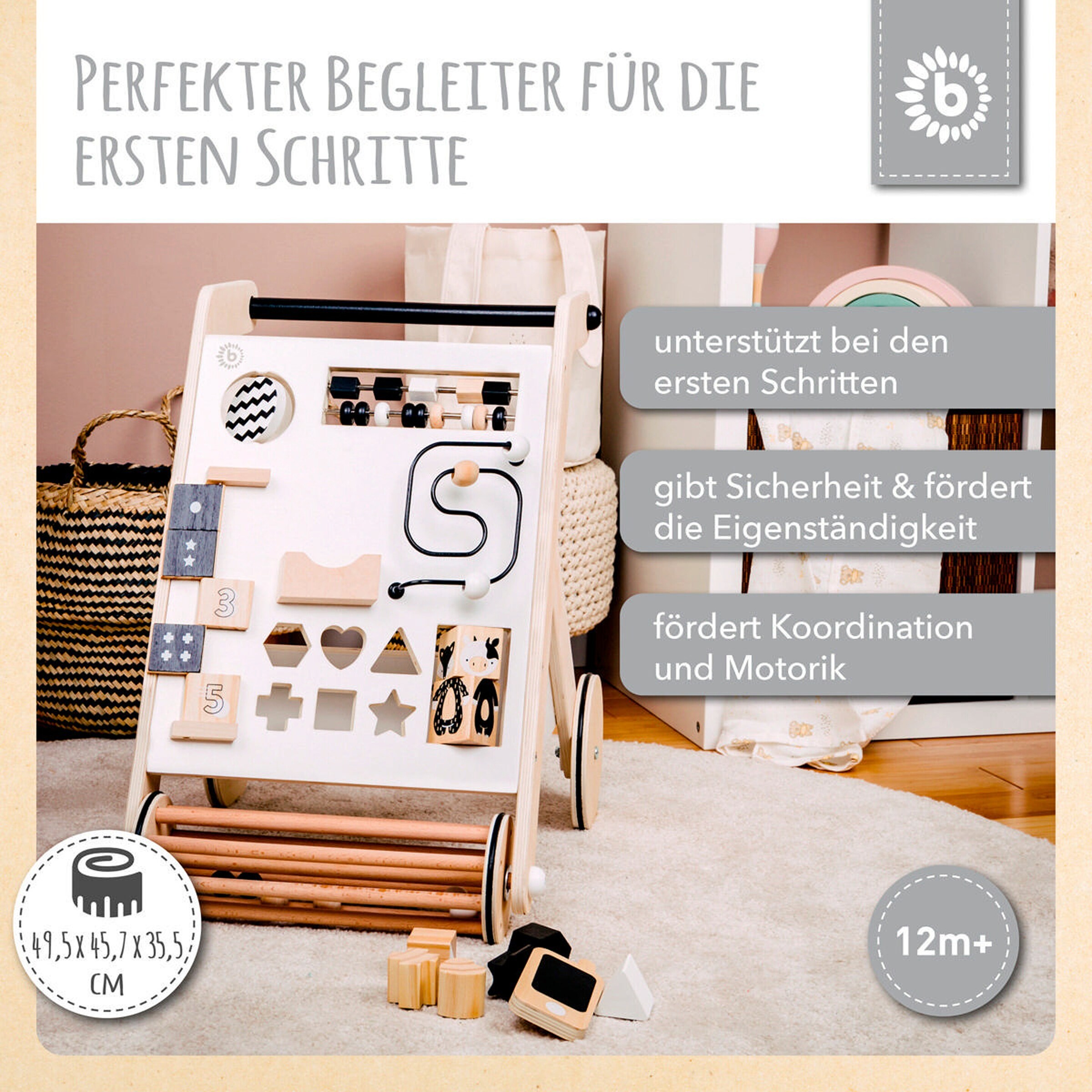 Bieco Lauflernwagen Holz Weiß