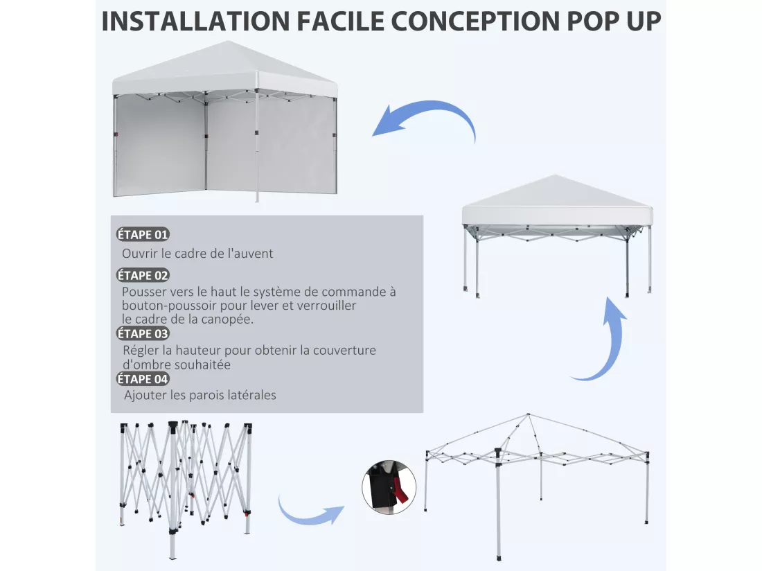 Tonnelle barnum pop-up UV 30+ sac transport inclus gris