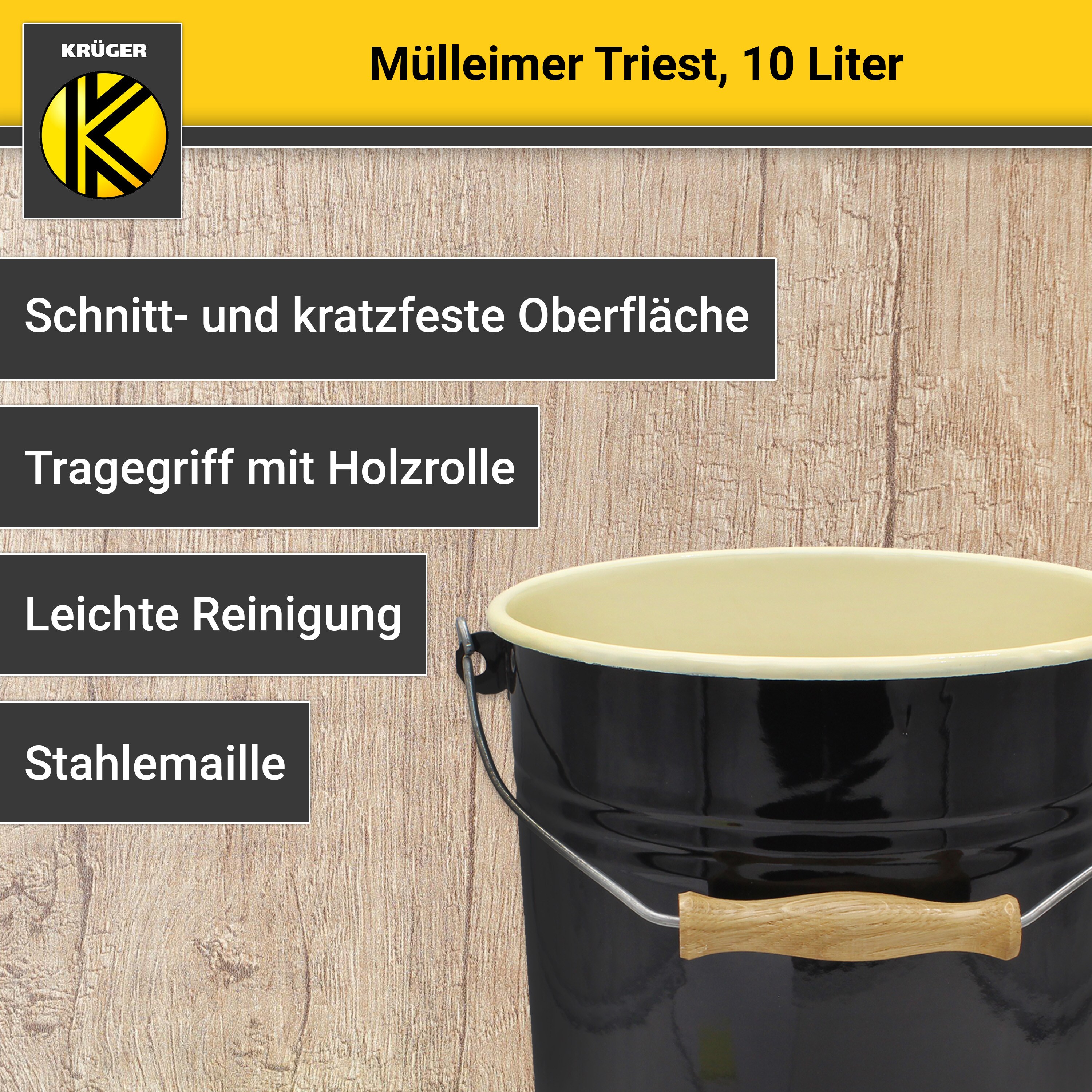 Mülleimer Serie TRIEST emailliert, 10 Liter